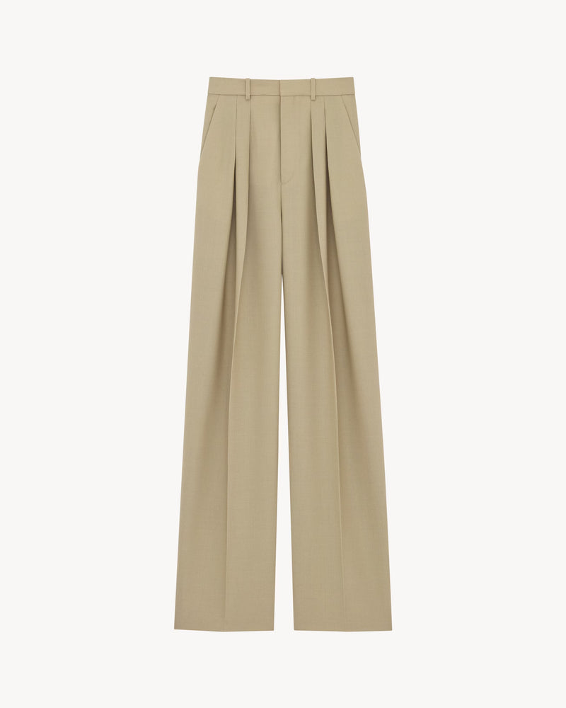 Saint Laurent Saint Laurent Wool and Silk Pants Beige Women - World Class Fashion