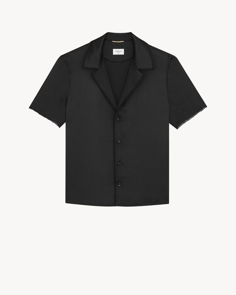 Saint Laurent Saint Laurent Silk Short Sleeve Shirt Black - World Class Fashion