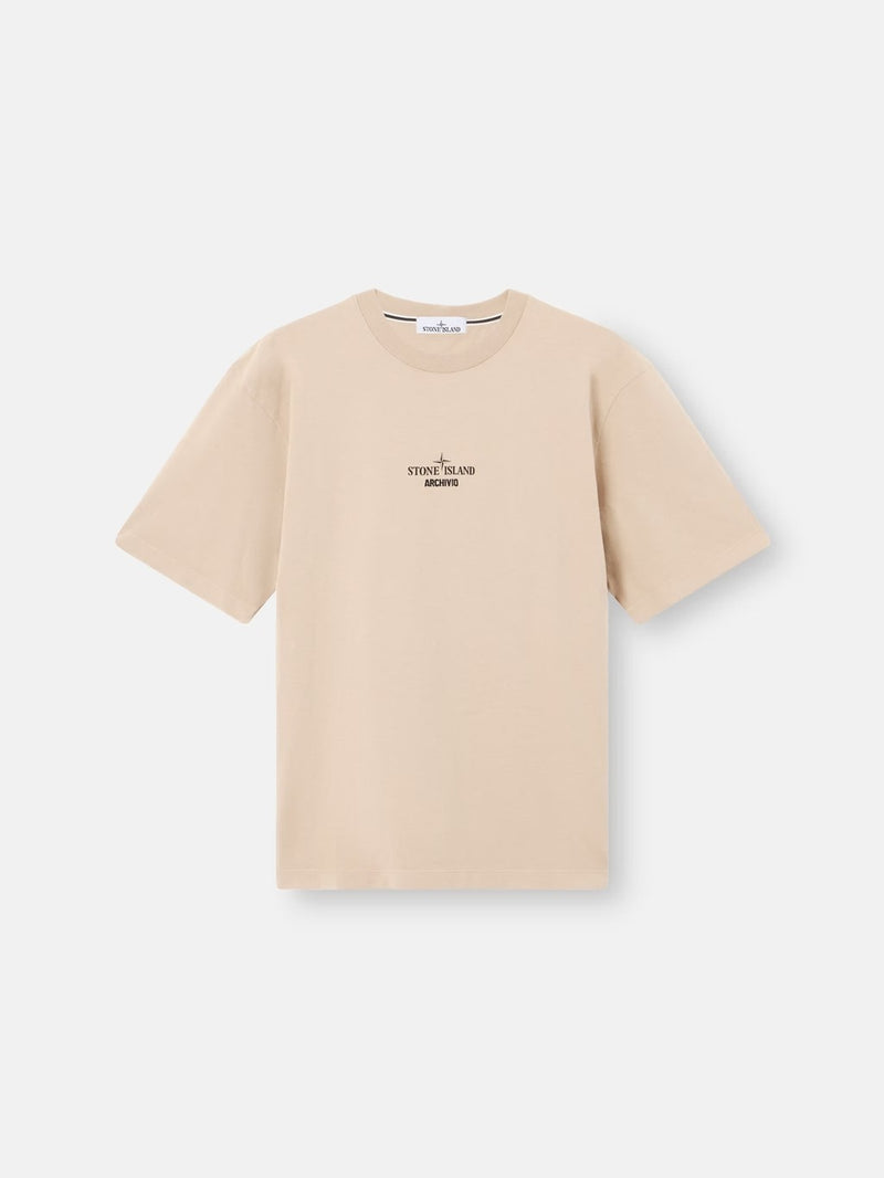 Stone Island Stone Island Archivio Graphic Cotton T-Shirt Beige - World Class Fashion