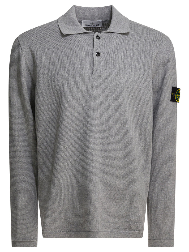 Stone Island Stone Island Cotton Long Sleeves Polo Shirt Grey - World Class Fashion