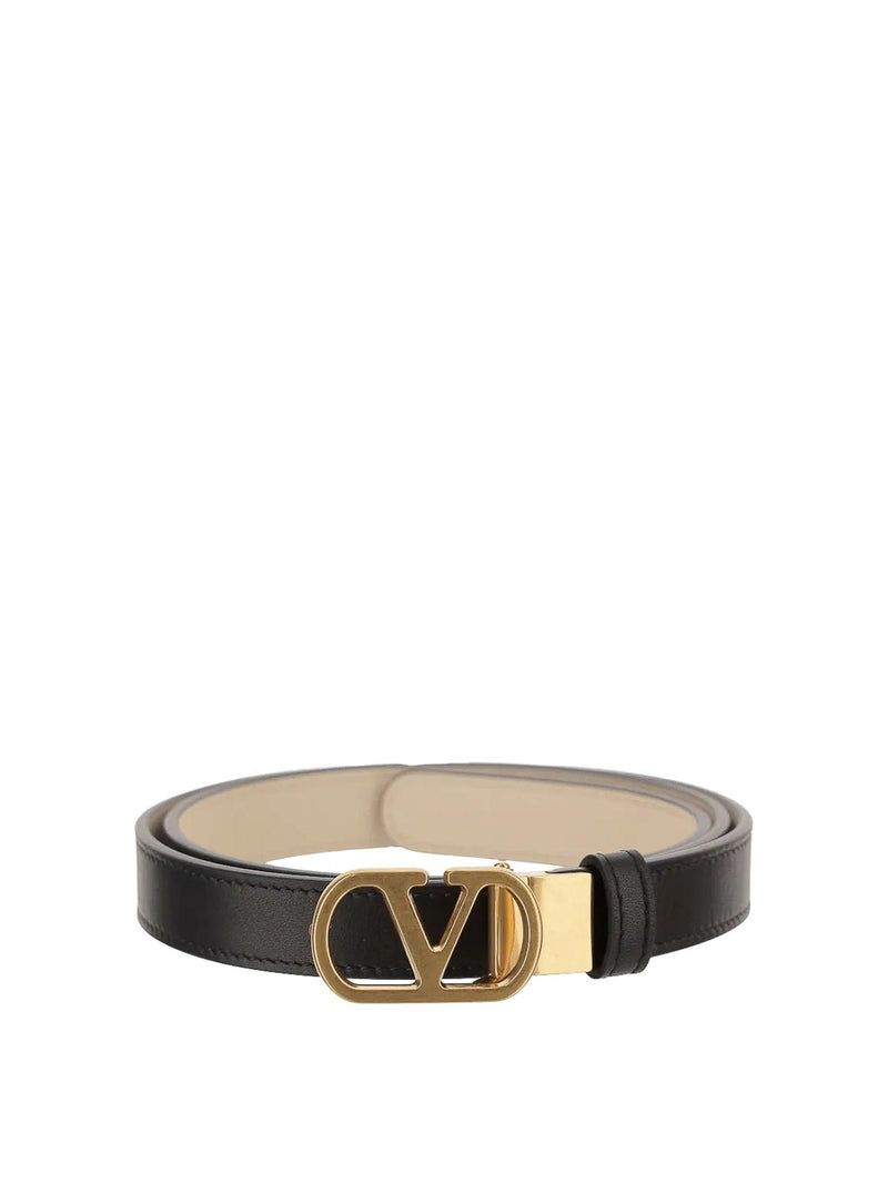 Valentino Garavani Valentino Garavani Vlogo Black Leather Belt Women - World Class Fashion