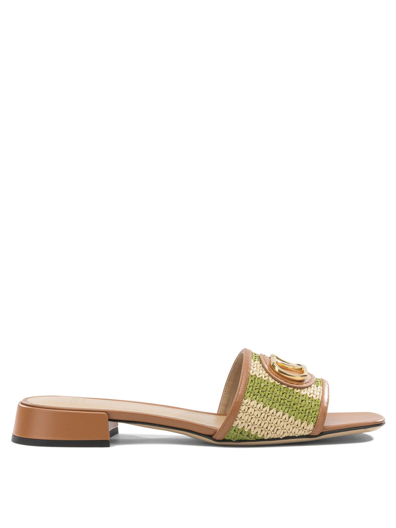 Valentino Garavani Valentino Garavani Raffia Slide Sandals Brown - World Class Fashion