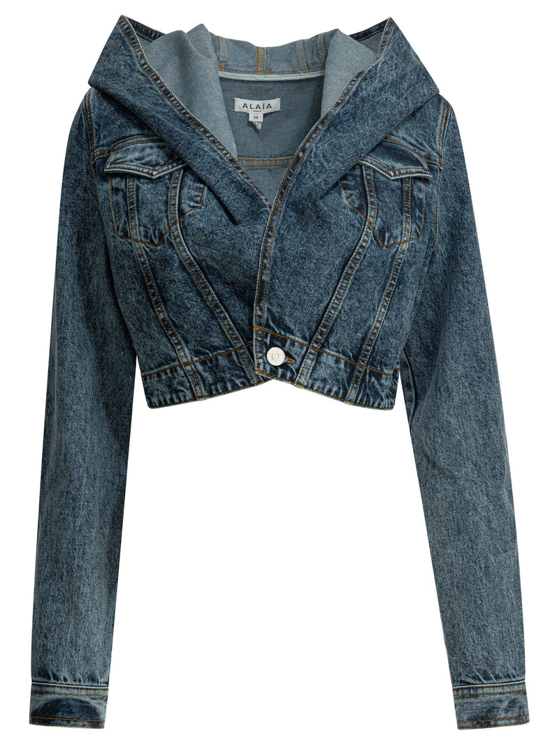 Alaia Alaïa Chaquetas y Abrigos de Algodón Azul Claro para Mujer - World Class Fashion