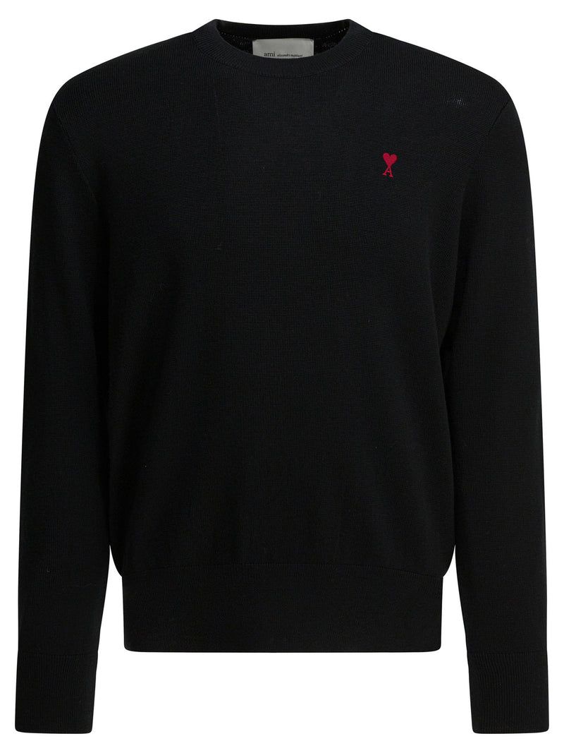 AMI Paris Sudadera AMI Paris cuello redondo negra de hombre - World Class Fashion