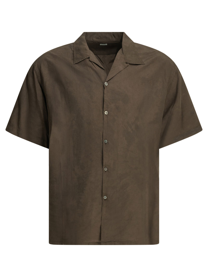 A.presse A.presse Natural Dyed Silk Shirt Brown - World Class Fashion