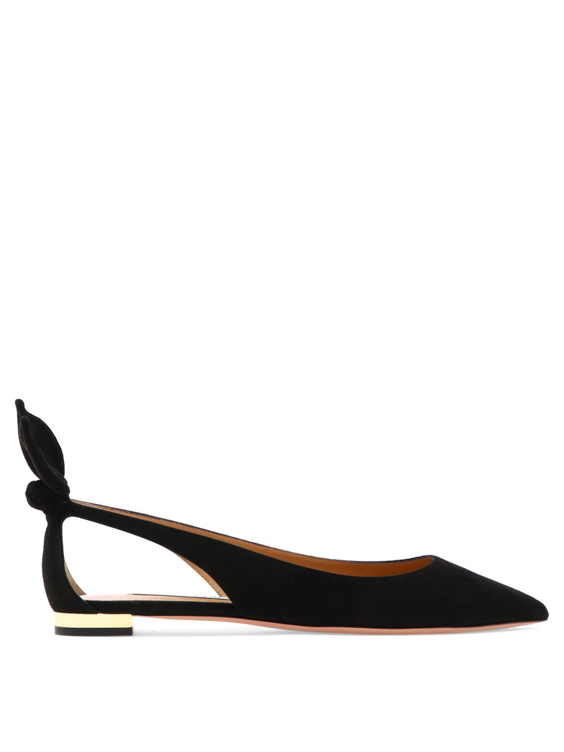 Aquazzura Bailarinas Aquazzura Bow Tie de Piel Negras para Mujer - World Class Fashion