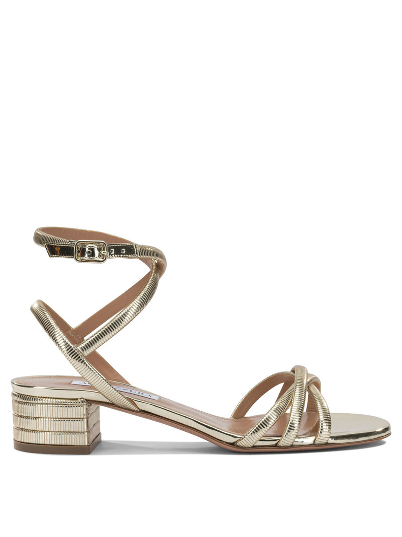 Aquazzura Aquazzura Heatweave 35mm Heeled Sandals Gold - World Class Fashion