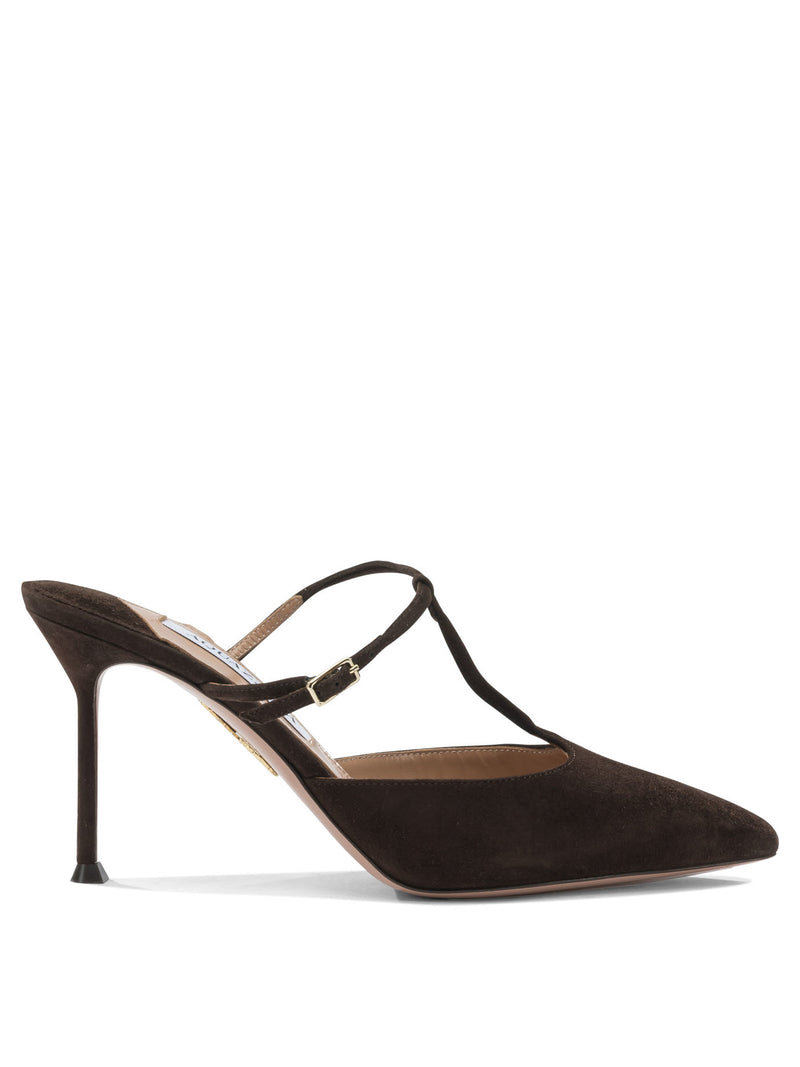 Aquazzura Mules Aquazzura Sorbonne de 85 mm marrones para mujer - World Class Fashion