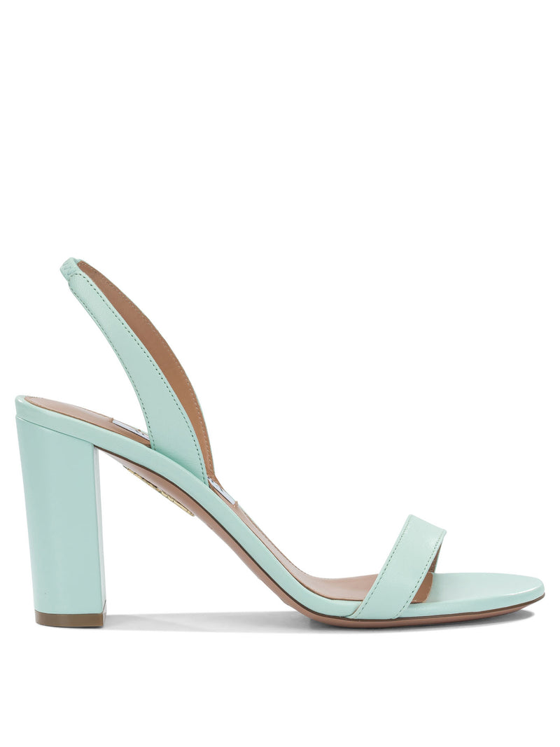 Aquazzura Aquazzura So Nude Block Heeled Sandals Light Blue - World Class Fashion