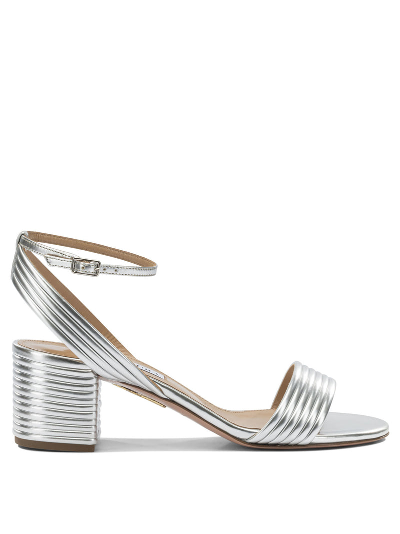 Aquazzura Sandalia Aquazzura Sundance 50mm Plateada para Mujer - World Class Fashion