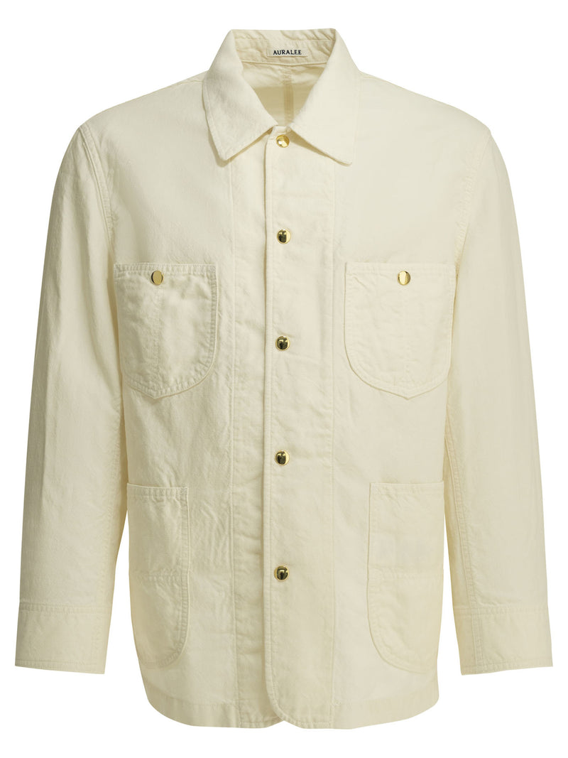 Auralee Auralee Wool And Linen Overshirt Jacket Off White - World Class Fashion