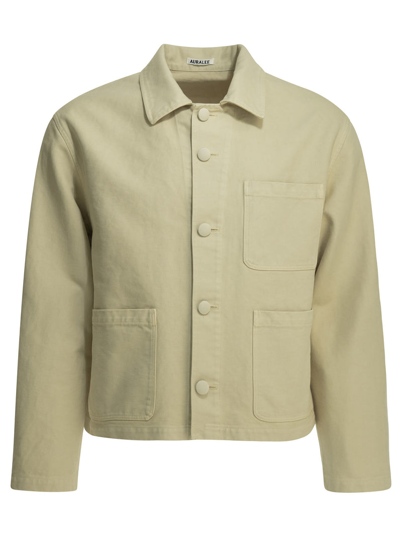 Auralee Auralee Cotton Overshirt Jacket Beige Men - World Class Fashion