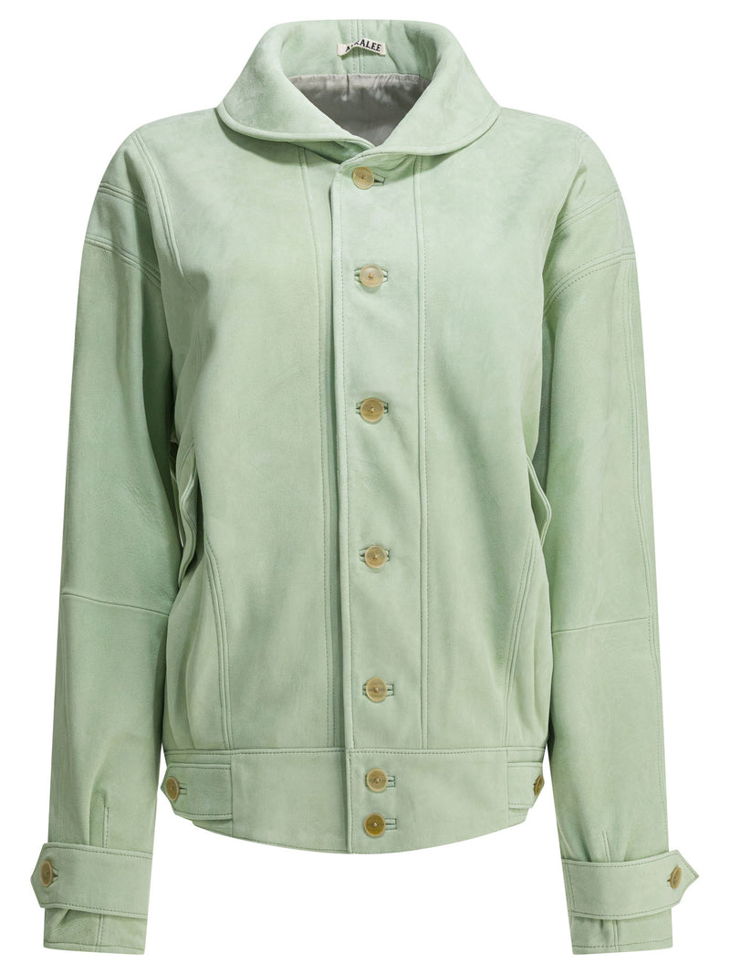 Auralee Chaqueta de cuero de ante Auralee para mujer, color verde - World Class Fashion