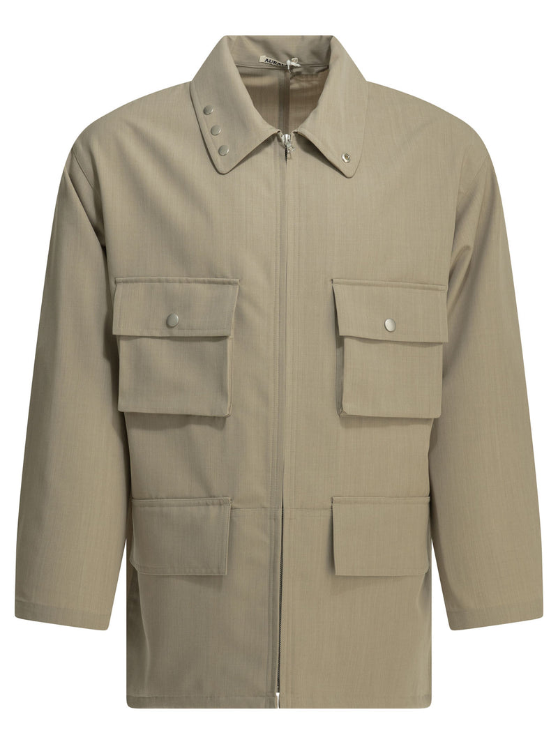 Auralee Auralee Max Overshirt Jacket Gray Beige - World Class Fashion