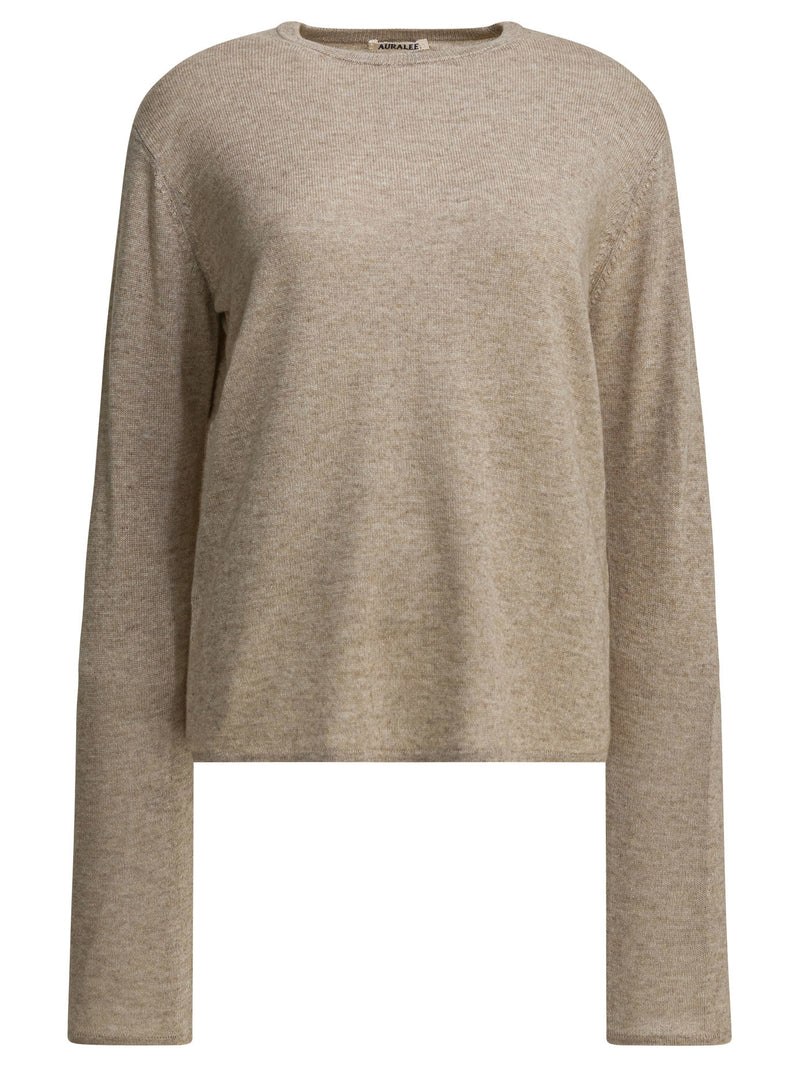 Auralee Jersey de cuello redondo de cachemir Auralee, color beige, para mujer - World Class Fashion