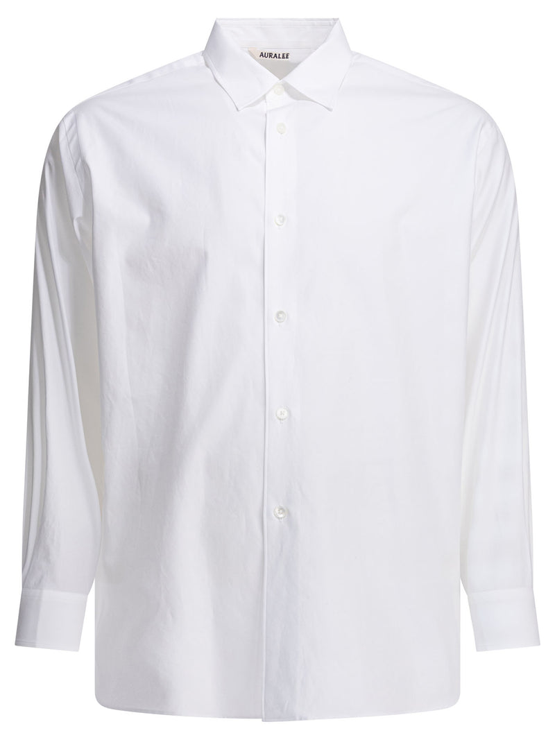 Auralee Camisa informal de sarga Auralee Finx color blanco - World Class Fashion
