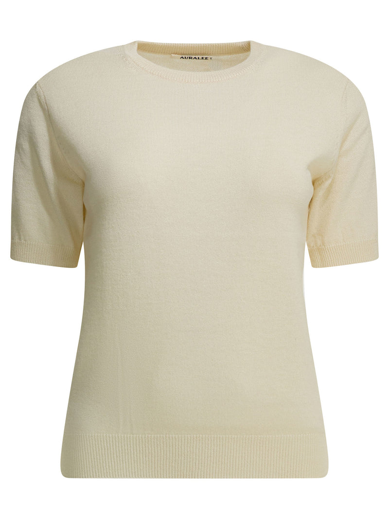 Auralee Auralee Cashmere Crewneck Sweater Blanco Hueso Mujer - World Class Fashion