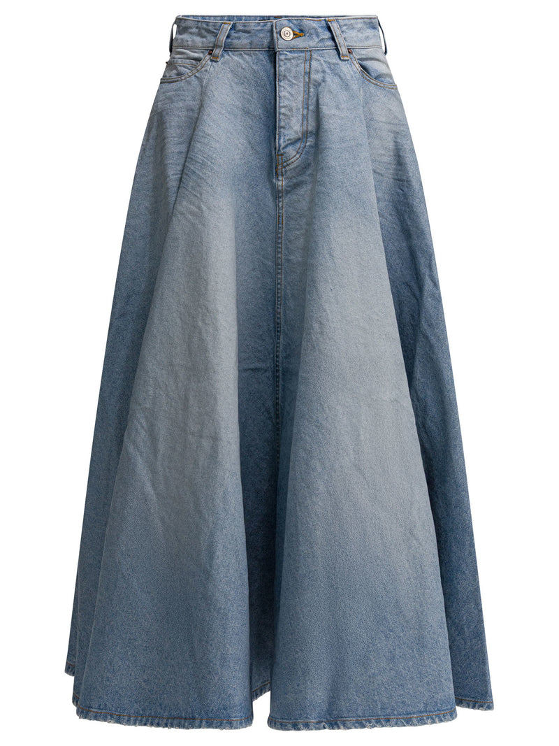 Balenciaga Balenciaga Godet Long Skirt Light Blue - World Class Fashion