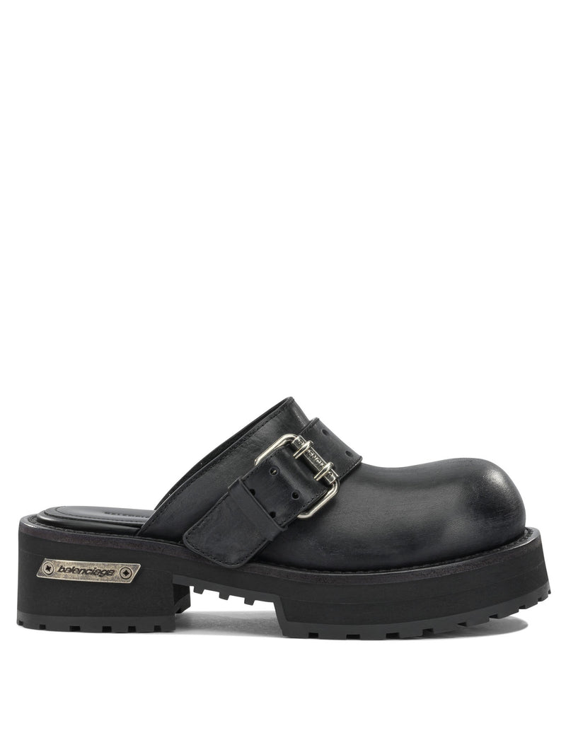 Balenciaga Balenciaga Venom Sabot Black Calf Leather Sandals - World Class Fashion