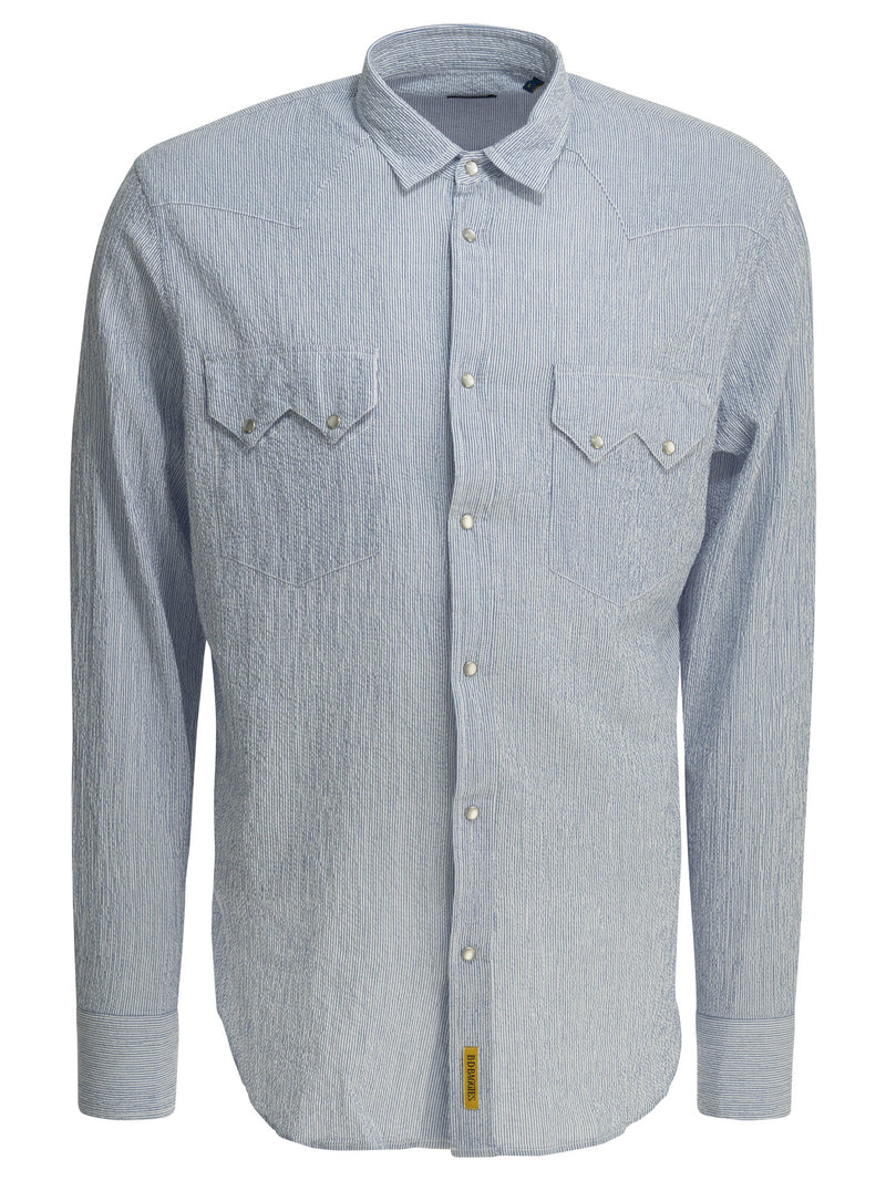 Bd Baggies Bd Baggies Rodeo Seersucker Shirt Light Blue - World Class Fashion