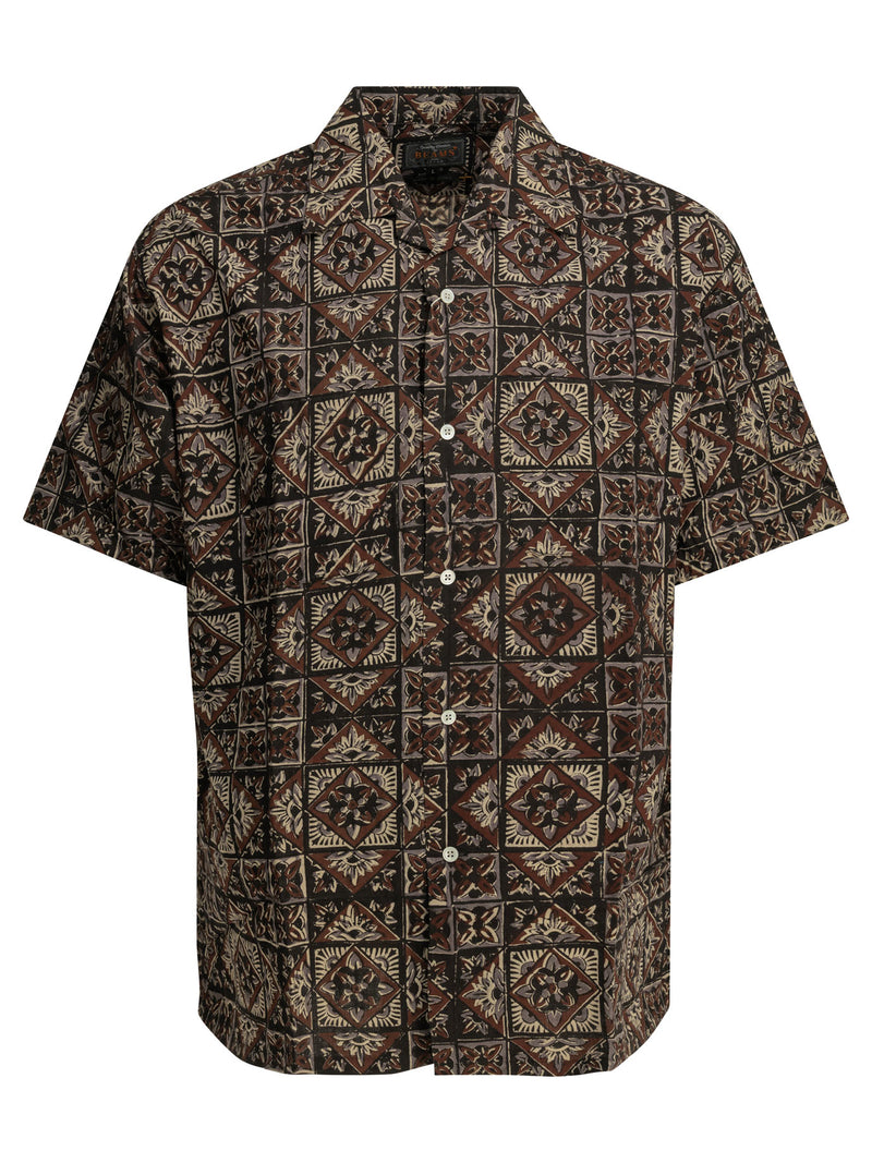 Beams Plus Beams Plus Block Print Casual Shirt Brown - World Class Fashion