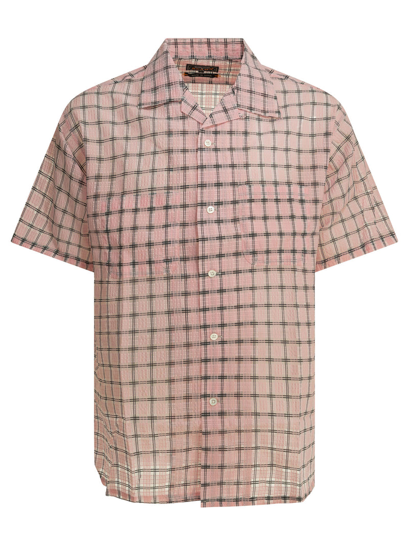 Beams Plus Beams Plus Open Collar Nylon Airy Plaid Shirt Pink - World Class Fashion