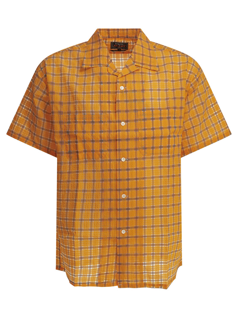 Beams Plus Beams Plus Open Collar Nylon Airy Plaid Shirt Orange - World Class Fashion