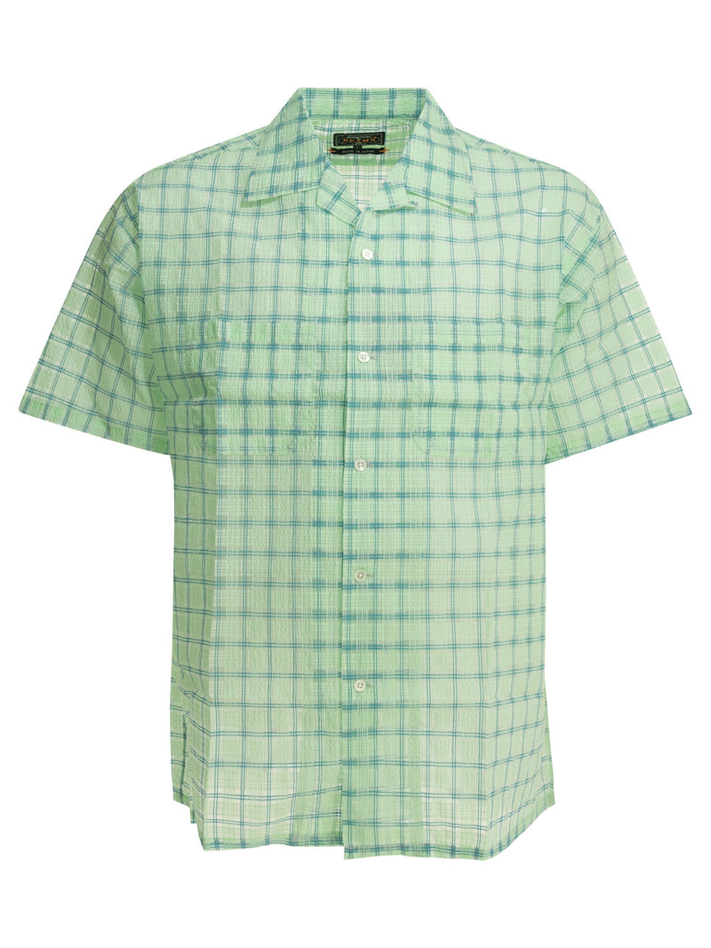 Beams Plus Beams Plus Open Collar Nylon Airy Plaid Shirt Green - World Class Fashion