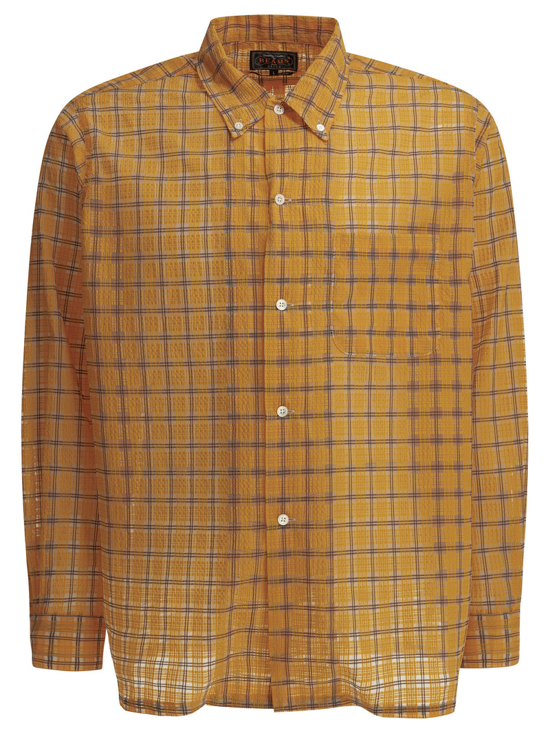 Beams Plus Beams Plus Nylon Airy Plaid Shirt Orange - World Class Fashion