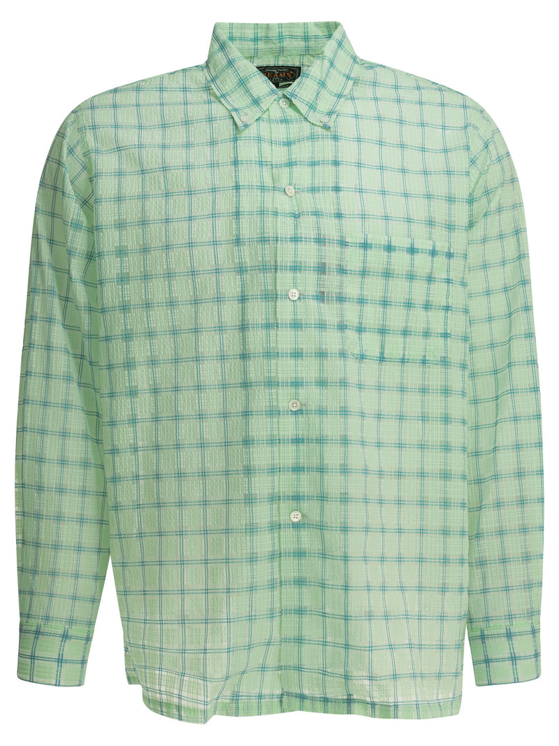 Beams Plus Beams Plus Open Db Nylon Airy Plaid Shirt Green - World Class Fashion
