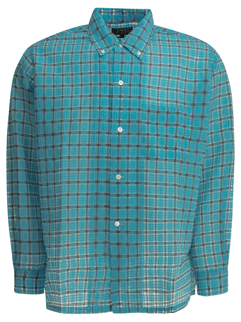 Beams Plus Beams Plus Nylon Airy Plaid Shirt Light Blue - World Class Fashion