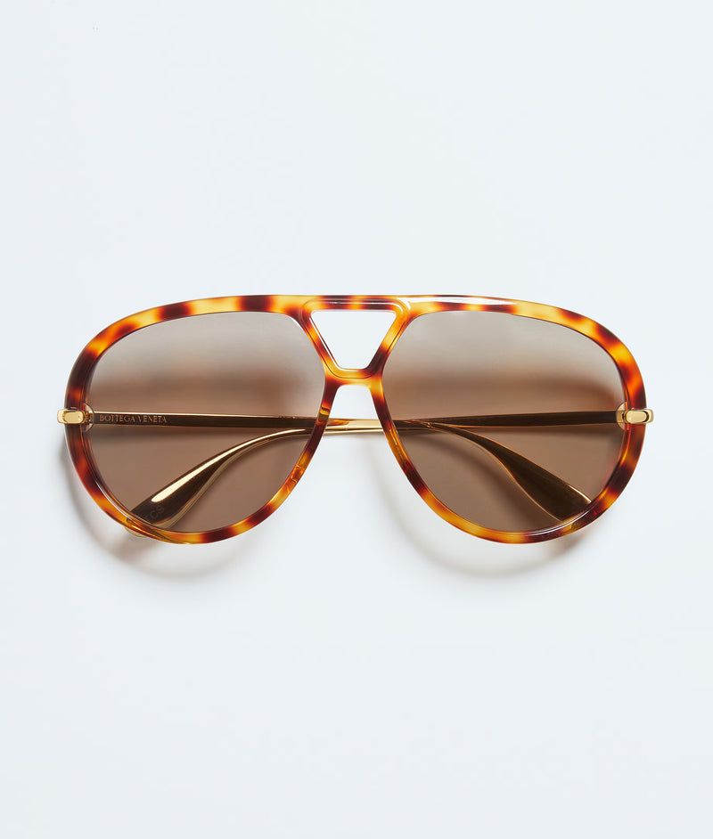 Bottega Veneta Bottega Veneta Classic Aviator Sunglasses Brown - World Class Fashion