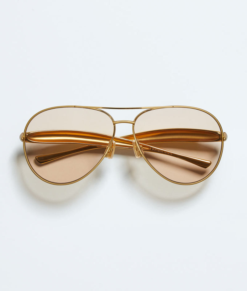 Bottega Veneta Bottega Veneta Gold Aviator Sardine Sunglasses - World Class Fashion