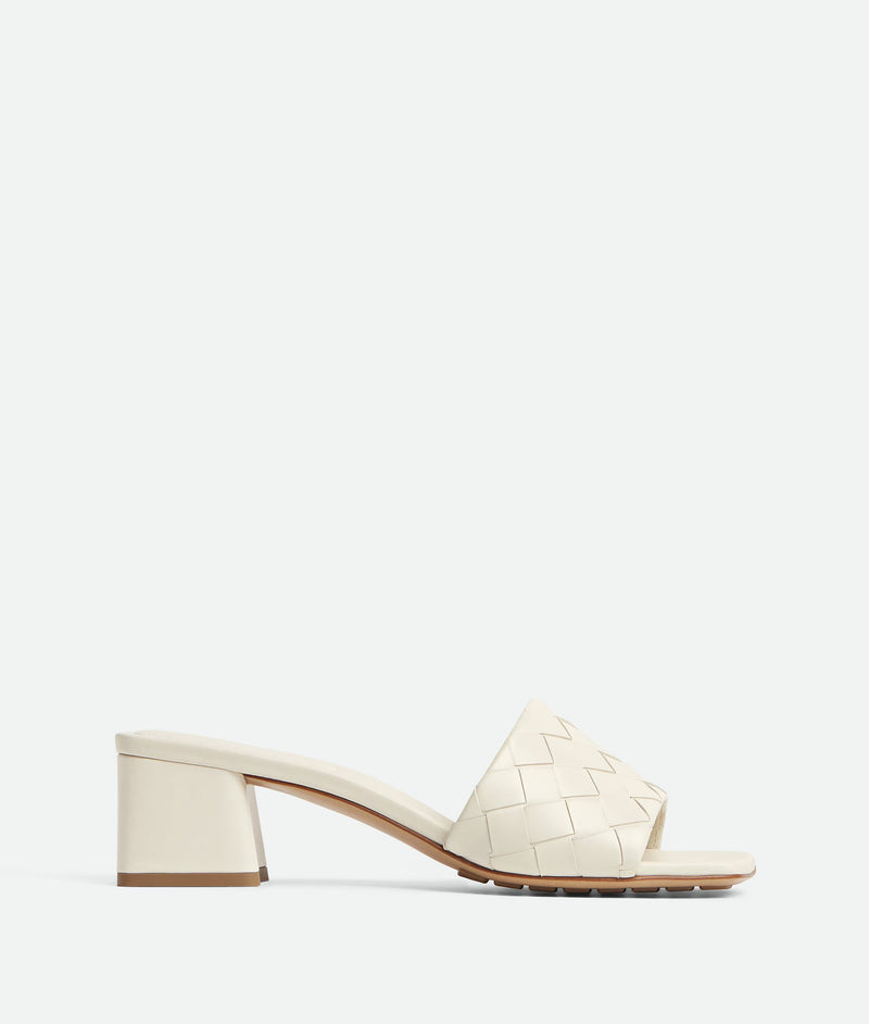 Bottega Veneta Bottega Veneta Parco 45mm Heeled Mules White - World Class Fashion