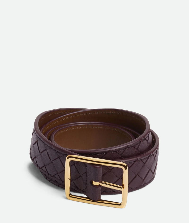 Bottega Veneta Bottega Veneta Reverso Leather Belt Bordeaux - World Class Fashion