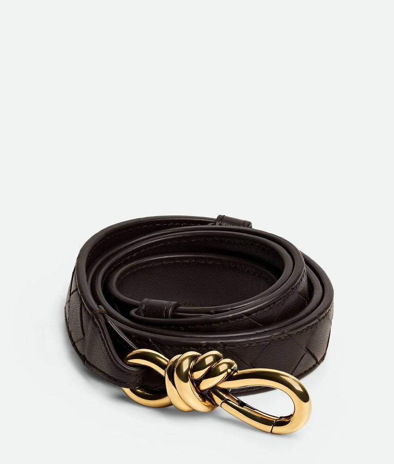 Bottega Veneta Bottega Veneta Andiamo Leather Belt Brown - World Class Fashion
