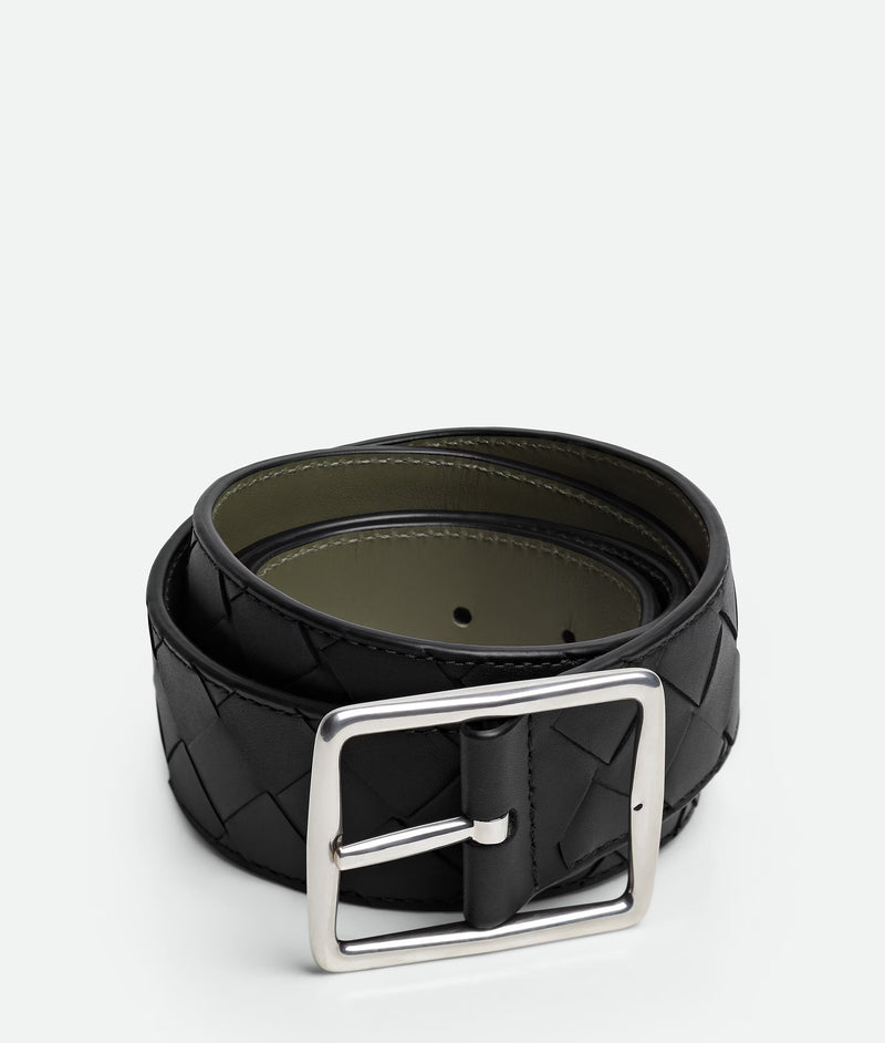 Bottega Veneta Bottega Veneta Reverso Leather Belt Black - World Class Fashion