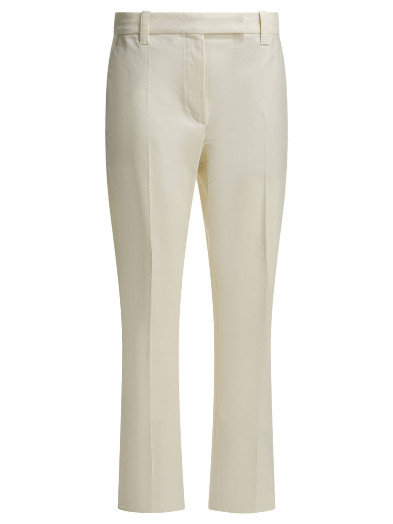 Brunello Cucinelli Brunello Cucinelli Cotton Blend Trousers White Women - World Class Fashion
