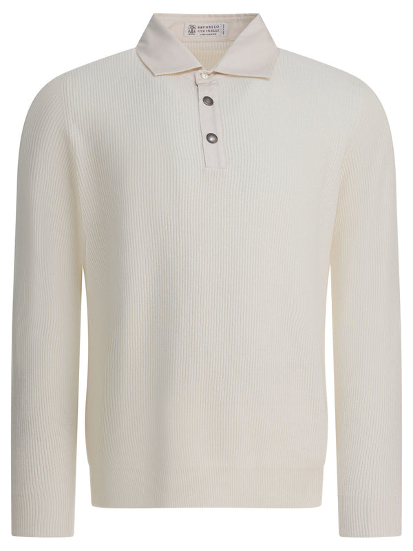 Brunello Cucinelli Ribbed Knit Polo Shirt