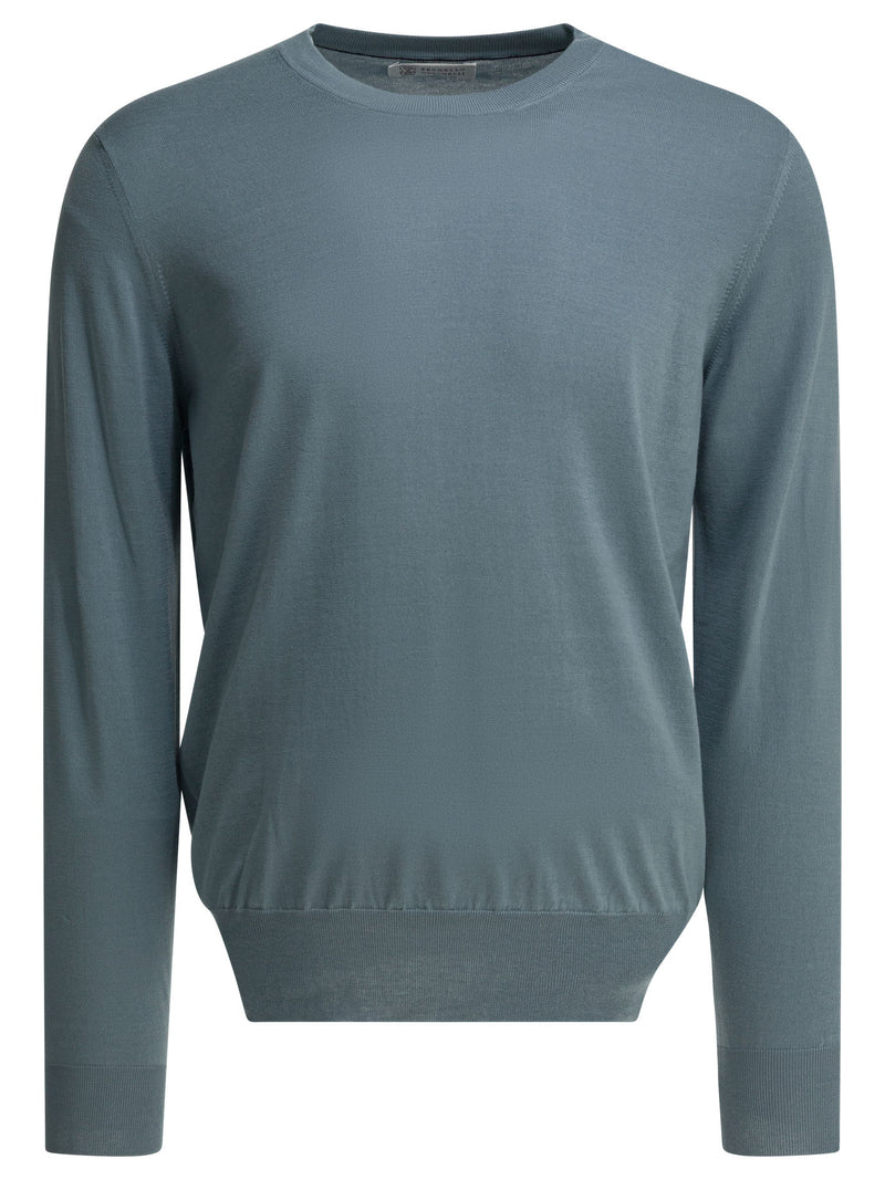 Brunello Cucinelli Brunello Cucinelli Men's Light Blue Cotton Knitwear - World Class Fashion