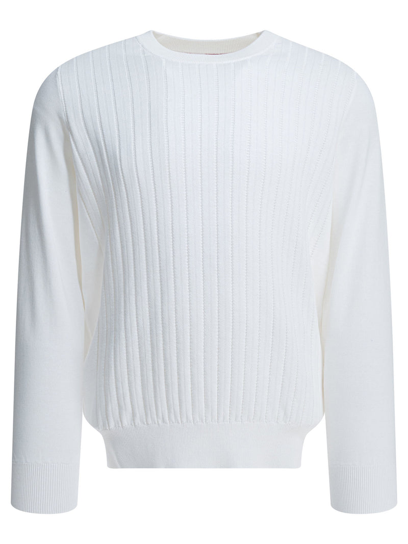 Brunello Cucinelli Brunello Cucinelli Ribbed Crew-neck Sweater White - World Class Fashion
