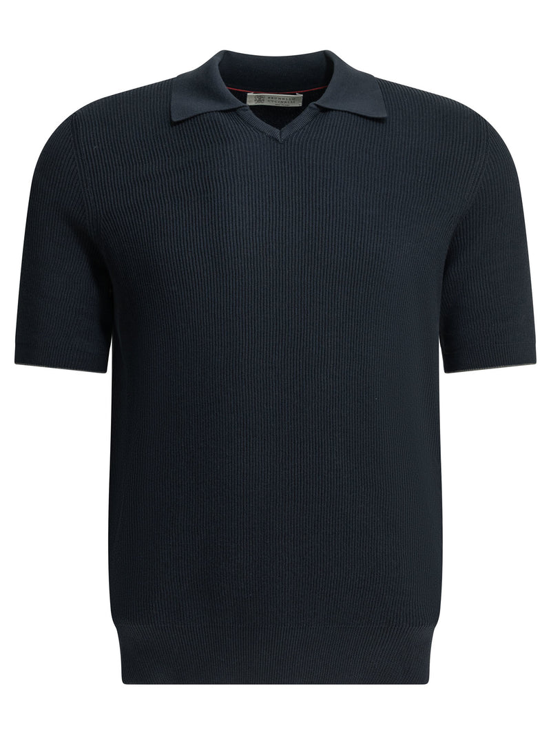 Brunello Cucinelli Brunello Cucinelli Linen Cotton Polo Shirt Blue - World Class Fashion