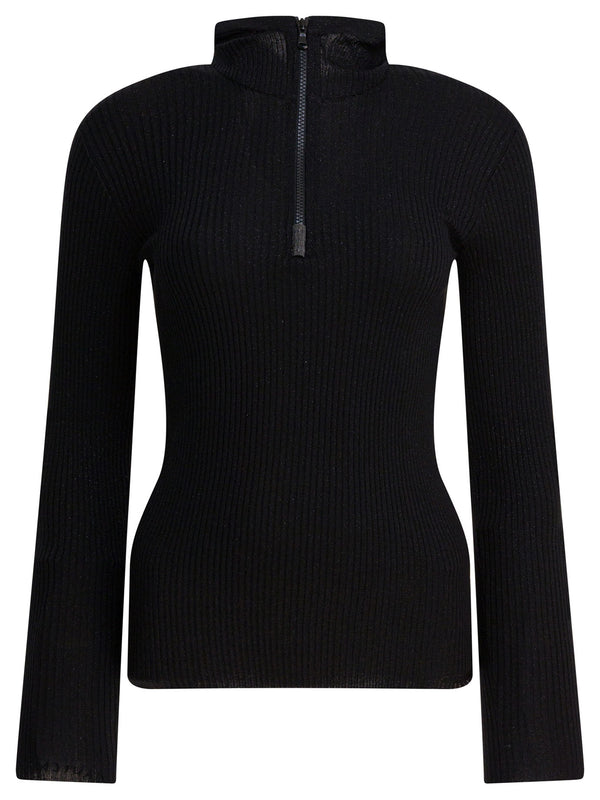 Brunello Cucinelli Sweater With Hood And Half Zipper
