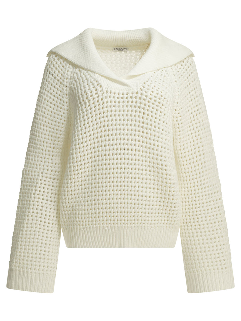 Brunello Cucinelli Brunello Cucinelli Cotton V-neck Sweater White Women - World Class Fashion