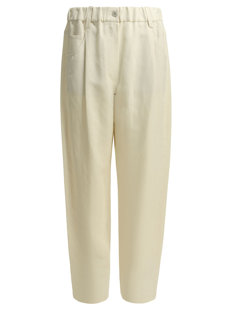 Brunello Cucinelli Brunello Cucinelli Fluid Casual Pants White - World Class Fashion