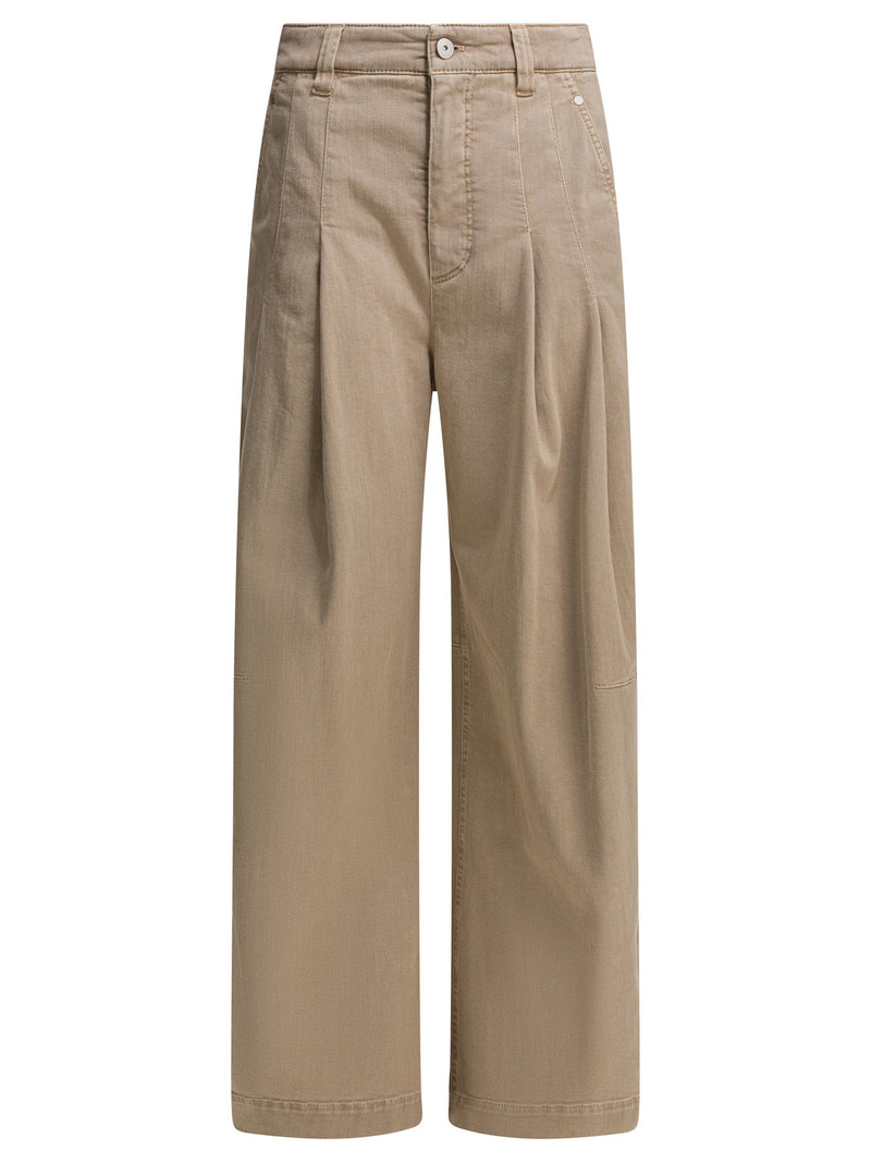 Brunello Cucinelli Brunello Cucinelli Wide Leg Jeans Beige Women - World Class Fashion
