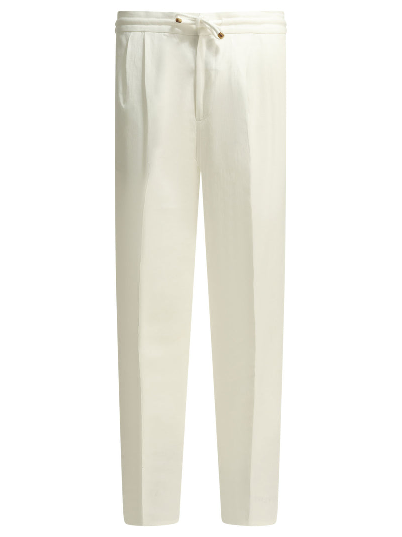 Brunello Cucinelli Brunello Cucinelli Linen Cotton Pants White Men - World Class Fashion