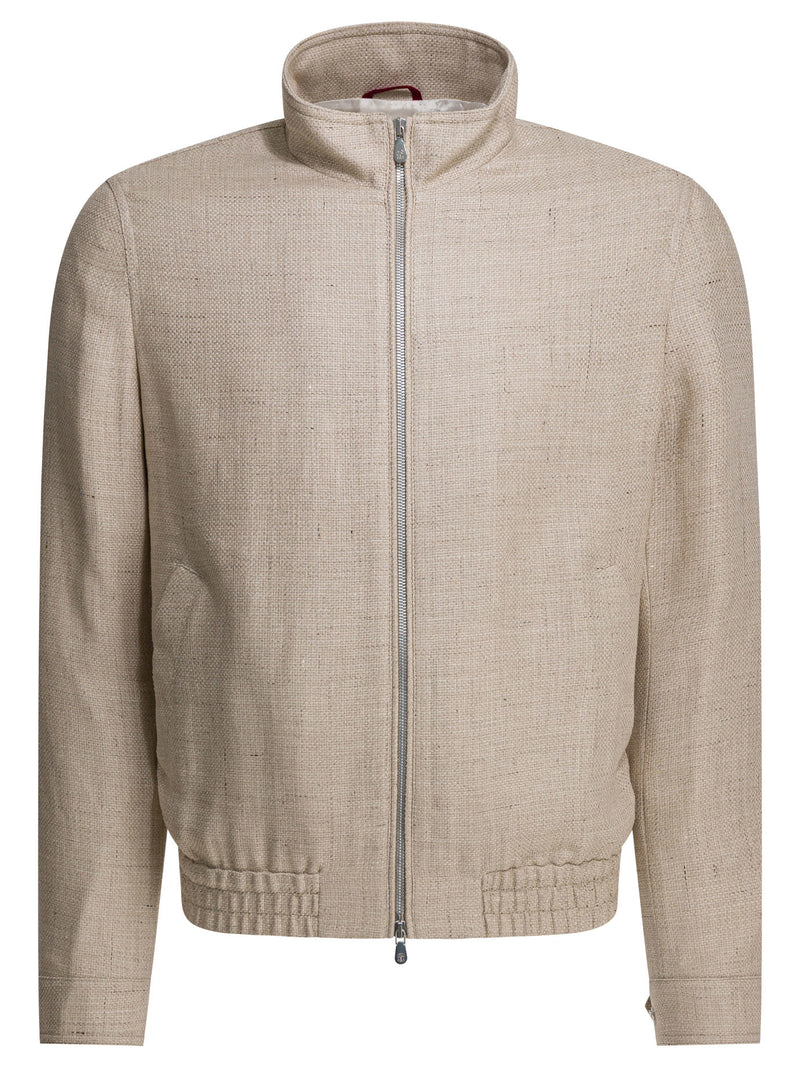 Brunello Cucinelli Brunello Cucinelli Silk Linen Wool Hopsack Jacket Beige - World Class Fashion