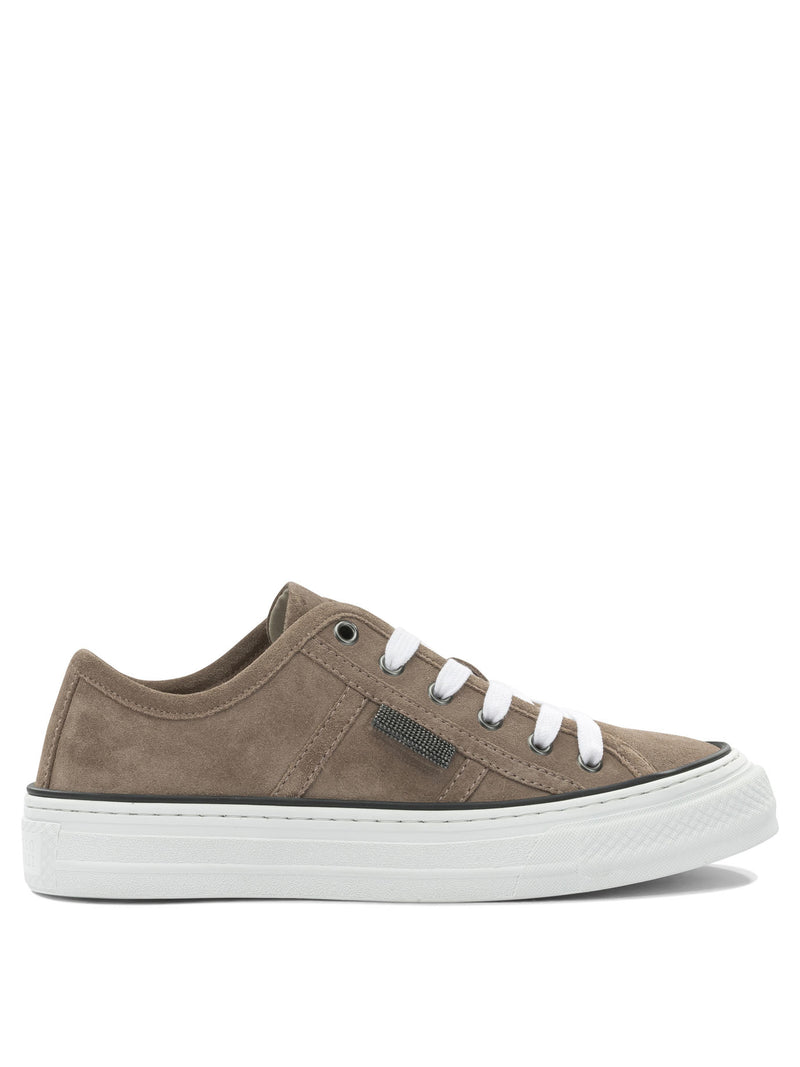Brunello Cucinelli Brunello Cucinelli Shiny Tab Low Sneakers Beige Women - World Class Fashion