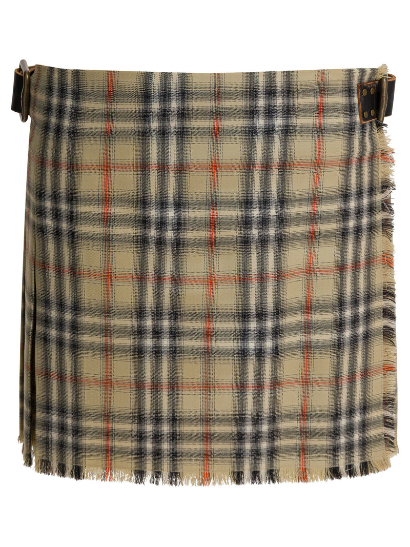 Burberry Burberry Wool Check Mini Kilt Beige - World Class Fashion
